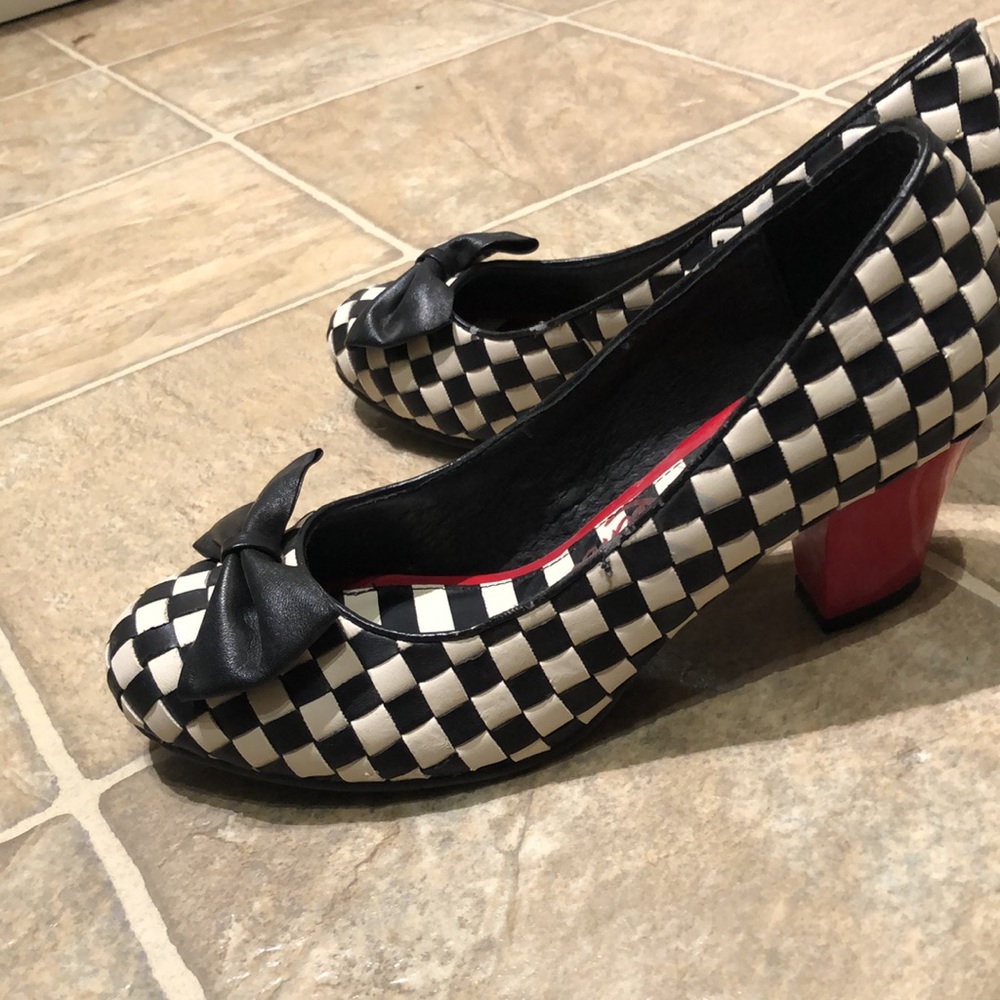 Lola Ramona leather black and white checkerboard heels - Picture 6 of 8